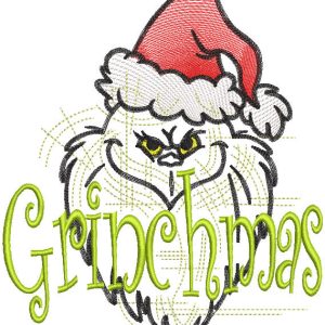 Grinchmas Christmas sketch embroidery design