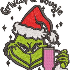 Grinch And Bougie embroidery design