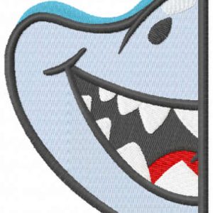 Half shark muzzle embroidery design