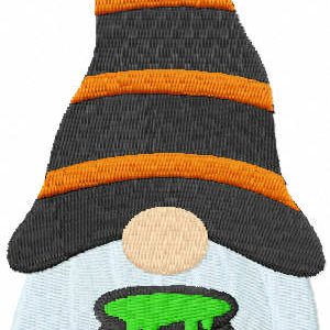 Halloween dwarf with magic pot embroidery design