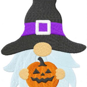 Halloween dwarf with pumpkin embroidery design