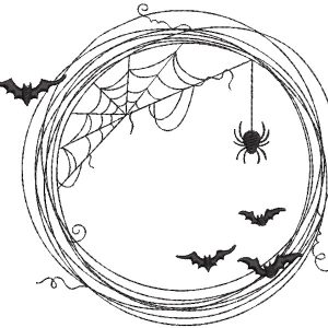 Halloween net frame embroidery design