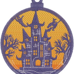 Halloween sign scary house embroidery design