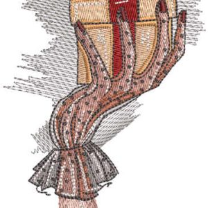 Hand with gift embroidery design
