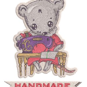 Handmade mouse with sewing machine embroidery design