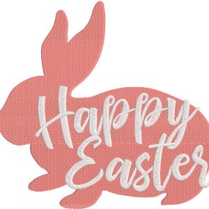 Happy Easter pink bunny embroidery design