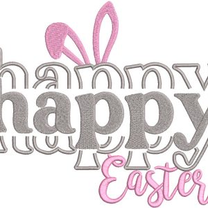 Happy happy easter embroidery design
