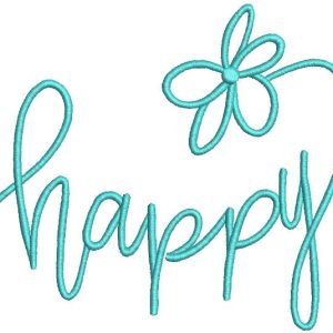 Happy inscription embroidery design