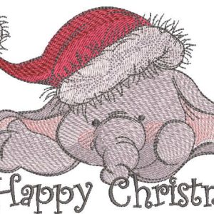 Happy Christmas elephant embroidery design
