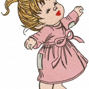 Happy baby girl without shoes embroidery design