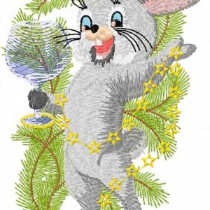 Happy Christmas bunny embroidery design