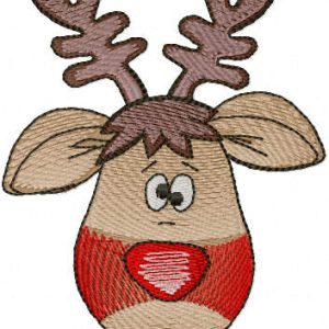 Happy Christmas deer embroidery design