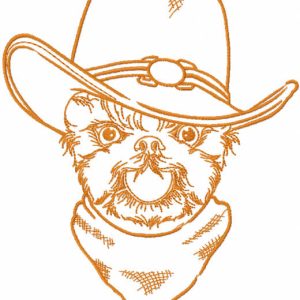 Happy dog cowboy embroidery design