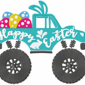 Happy Easter jeep embroidery design