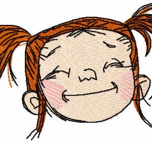 Happy girl face embroidery design