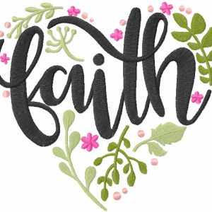 Heart faith embroidery design