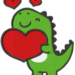 Heartfelt T-Rex Delight embroidery design