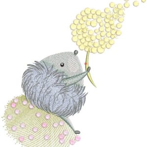 Hedgehog and air flowers embroidery design