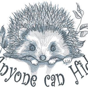 Hedgehog anyone can hide embroidery design