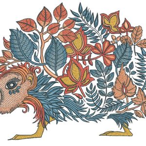 Hedgehog autumn style leaves embroidery design