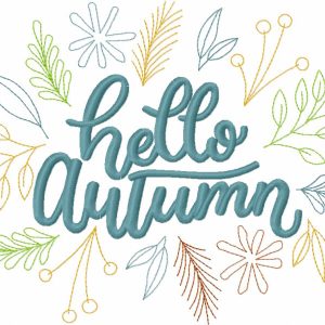 Hello autumn season decor embroidery design