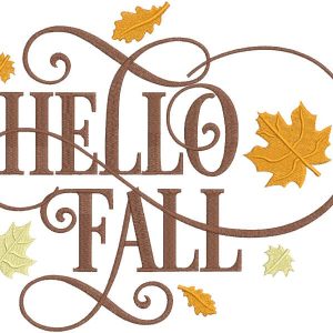 Hello fall leaves embroidery design