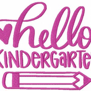 Hello kindergarten pencil embroidery design