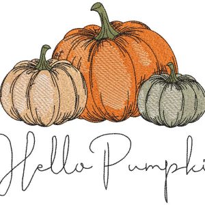 Hello pumpkin embroidery design