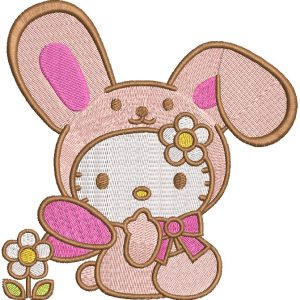 Hello Kitty Easter Bunny embroidery design