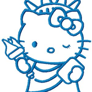 Hello Kitty Statue of Liberty one color embroidery design