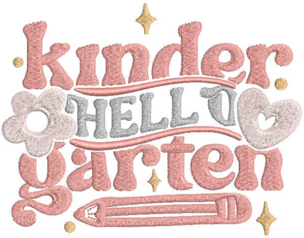 Hello kinder garten embroidery design