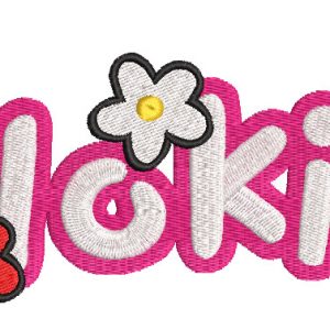 Hello kitty logo with flowers embroidery design
