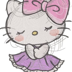 Hello kitty waiting for the dance embroidery design