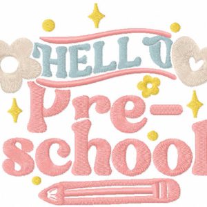 Hello pre-school embroidery design
