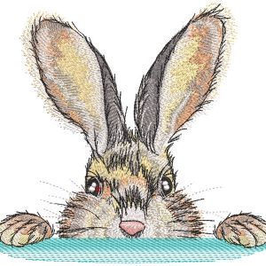 Hiding bunny embroidery design