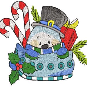 Hiding snowman embroidery design