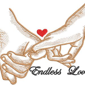 Holding hands endless love embroidery design