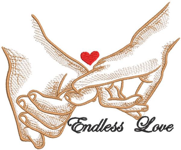 Holding hands endless love embroidery design