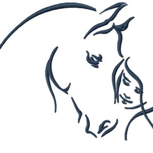 Horse and girl sketch style embroidery design