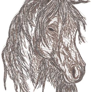 Horse head pencil sketch embroidery design
