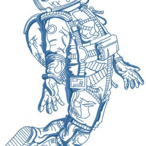 Hovering astronaut embroidery design