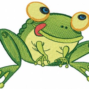 Hungry frog embroidery design