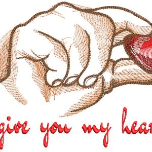 I give you my heart embroidery design