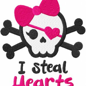 I steal hearts embroidery design