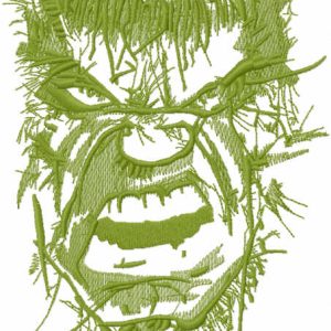 Incredible Hulk green face embroidery design