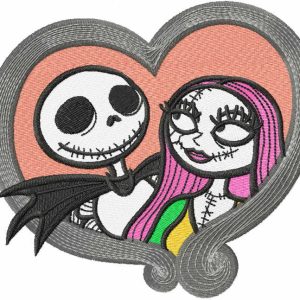 Jack and Sally love embroidery design