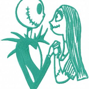 Jack and Sally forever one color embroidery design
