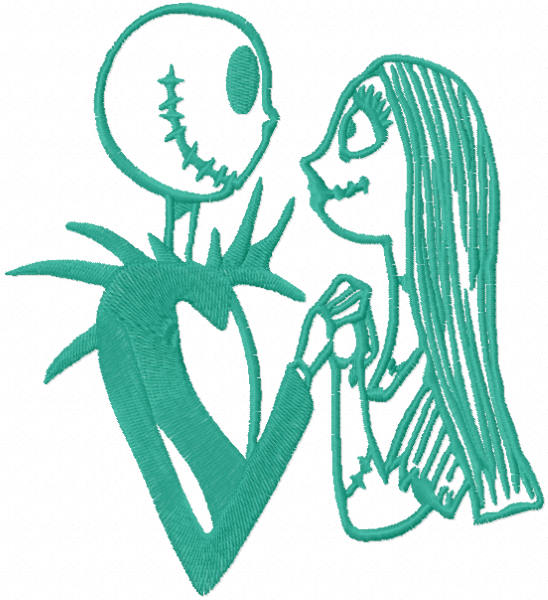 Jack and Sally forever one color embroidery design