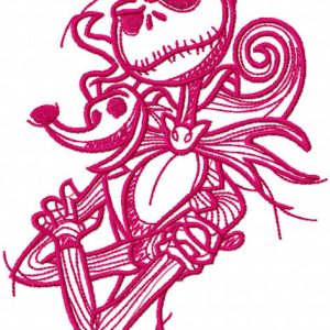 Jack and spooky one colored embroidery design