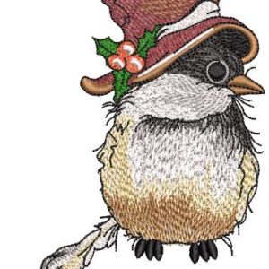 Jay in a cylinder hat embroidery design